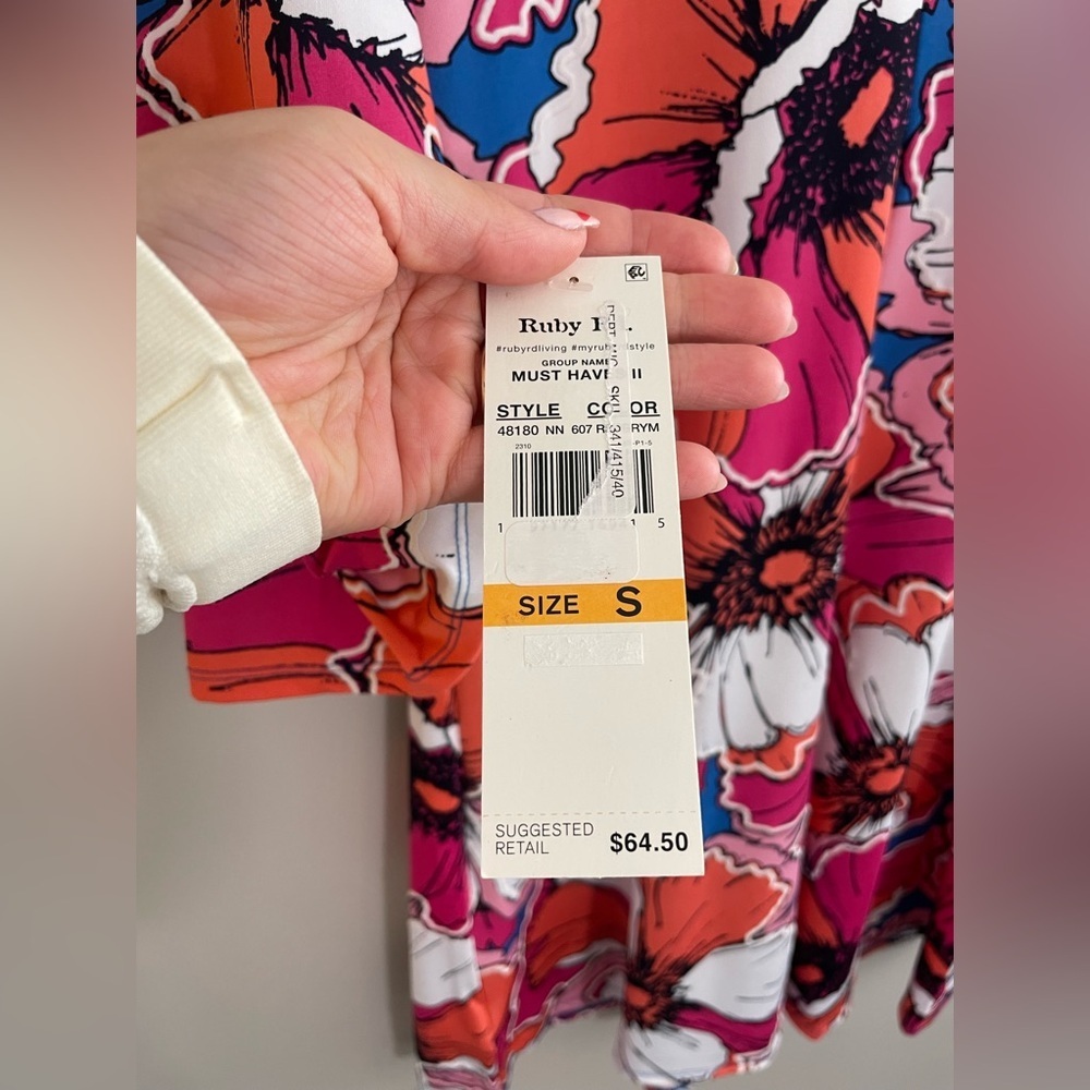 NWT Ruby Rd Colorful Printed Dress with long Bell Sleeves - Picture 7 of 7